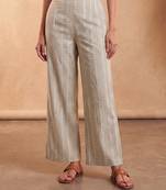 Women's beige cotton blend trouser | foil solid stylish ethnic wear bottoms | trendy casual & everyday wear for women