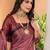 Maroon floral ajrak poly crepe block print saree