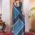 Blue striped poly crepe saree