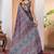 Black poly crepe block print saree