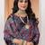 Black poly crepe block print saree
