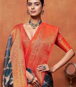 Teal woven design zari banarasi saree