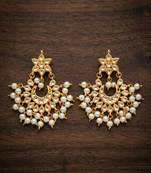 White pearl kundan festive earrings