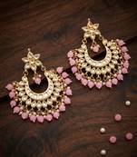 Light pink kundan semi bridal chandbali earrings