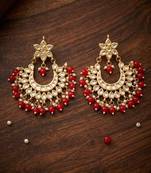 Red kundan chandbali earrings