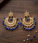 Blue kundan chandbali earrings