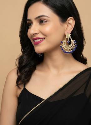 Blue kundan chandbali earrings 2