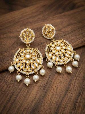 White kundan earrings 1