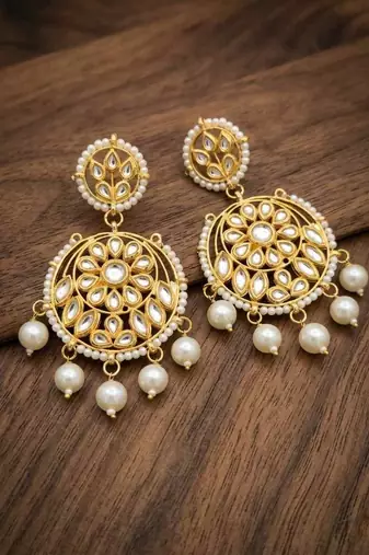 White kundan earrings