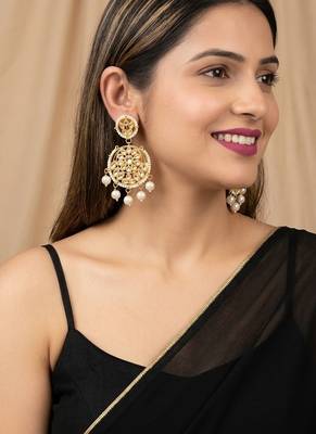 White kundan earrings 2