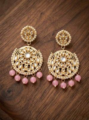 Light pink kundan earrings 1