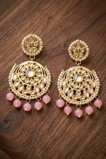 Light pink kundan earrings