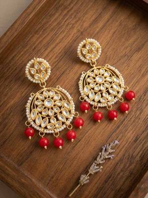 Red kundan earrings 1