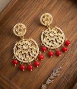 Red kundan earrings