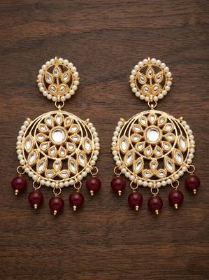 Maroon kundan earrings 1