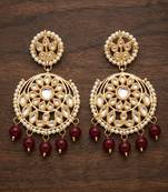 Maroon kundan earrings