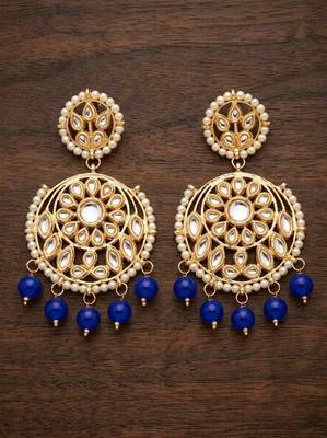 Blue kundan earrings 1