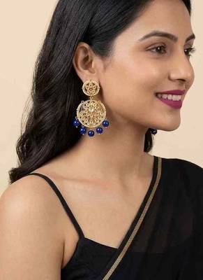 Blue kundan earrings 2