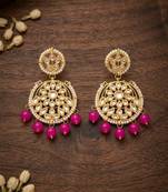Hot pink kundan earrings