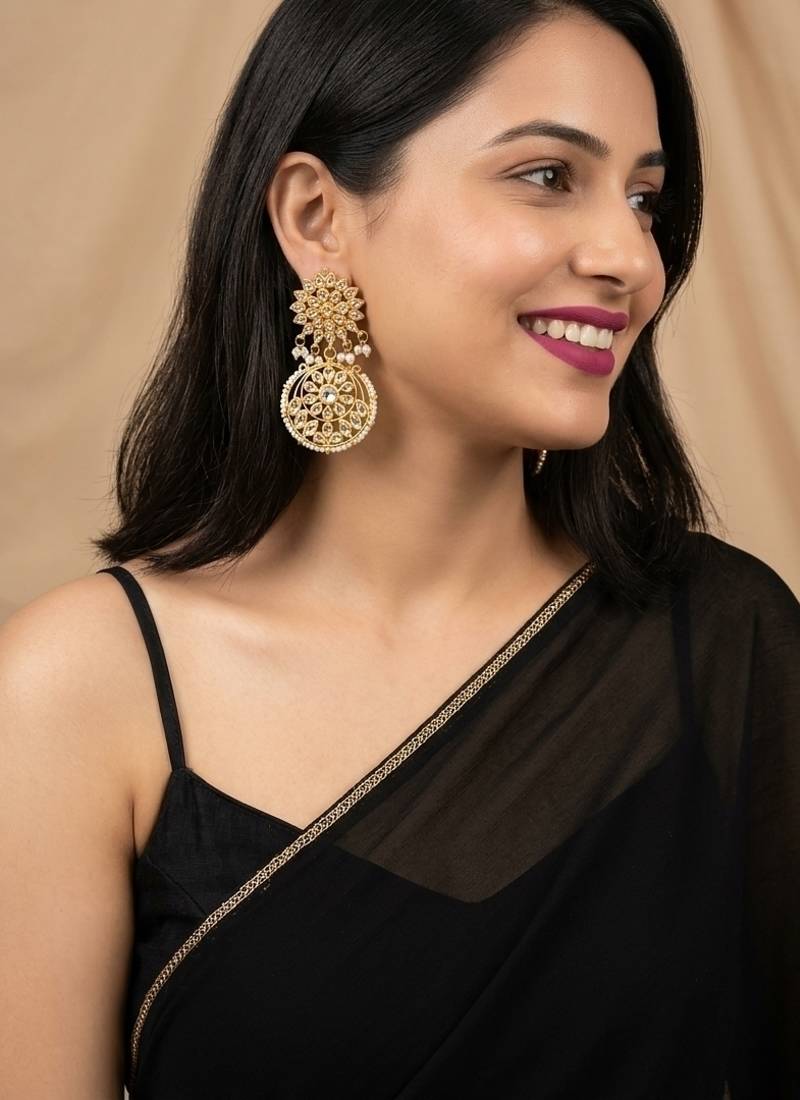 Kundan chandbali earrings