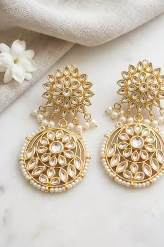 Kundan chandbali earrings