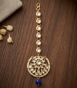 Blue kundan maangtika