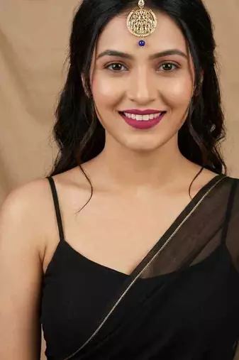 Blue kundan maangtika