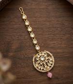 Light pink kundan maangtika