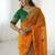Orange ethnic motifs embroidered pure georgette saree