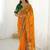 Orange ethnic motifs embroidered pure georgette saree