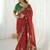Red bandhani embroidered pure georgette saree