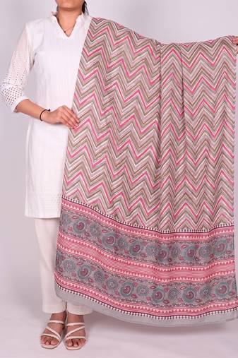 Women's multicolor cotton blend chevron printed dupatta | stylish ethnic wear scarf for women