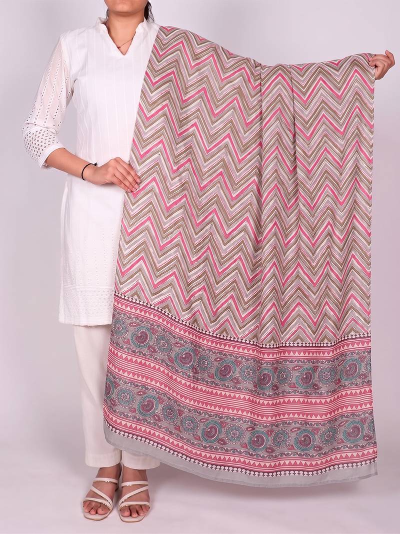 Women's multicolor cotton blend chevron printed dupatta | stylish ethnic wear scarf for women
