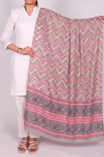 Women's multicolor cotton blend chevron printed dupatta | stylish ethnic wear scarf for women