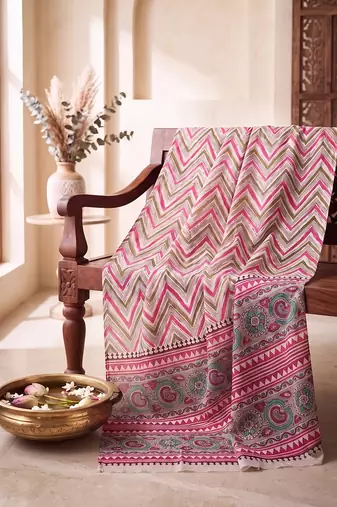 Women's multicolor cotton blend chevron printed dupatta | stylish ethnic wear scarf for women