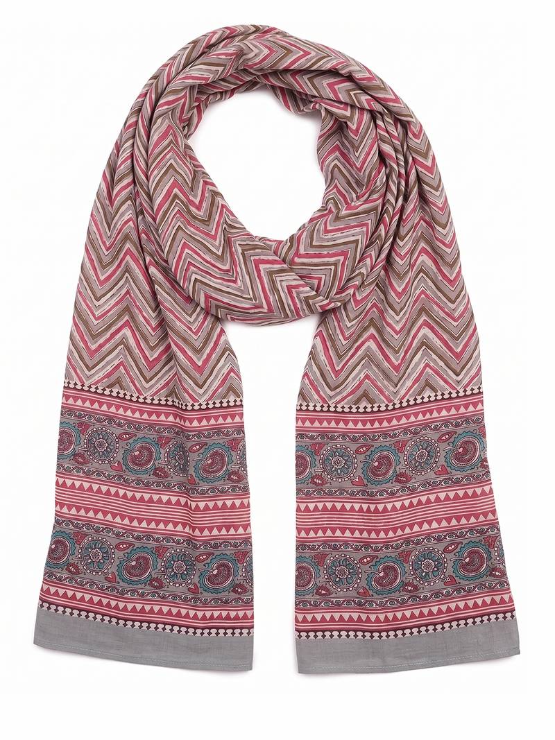 Women's multicolor cotton blend chevron printed dupatta | stylish ethnic wear scarf for women