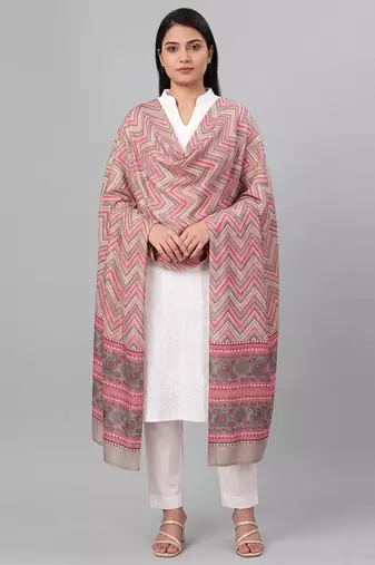 Women's multicolor cotton blend chevron printed dupatta | stylish ethnic wear scarf for women