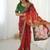 Red bandhani embroidered pure georgette saree