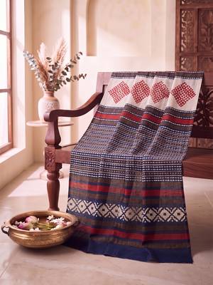 Women's blue cotton blend geometric printed dupatta | stylish ethnic wear scarf for women | traditional & festive wear 2