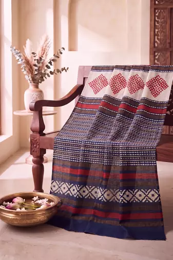 Women's blue cotton blend geometric printed dupatta | stylish ethnic wear scarf for women | traditional & festive wear