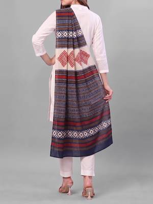 Women's blue cotton blend geometric printed dupatta | stylish ethnic wear scarf for women | traditional & festive wear 3