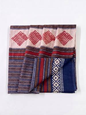 Women's blue cotton blend geometric printed dupatta | stylish ethnic wear scarf for women | traditional & festive wear 5