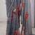 Grey floral printed beads and stones saree with blouse