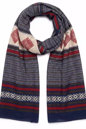 Women's blue cotton blend geometric printed dupatta | stylish ethnic wear scarf for women | traditional & festive wear