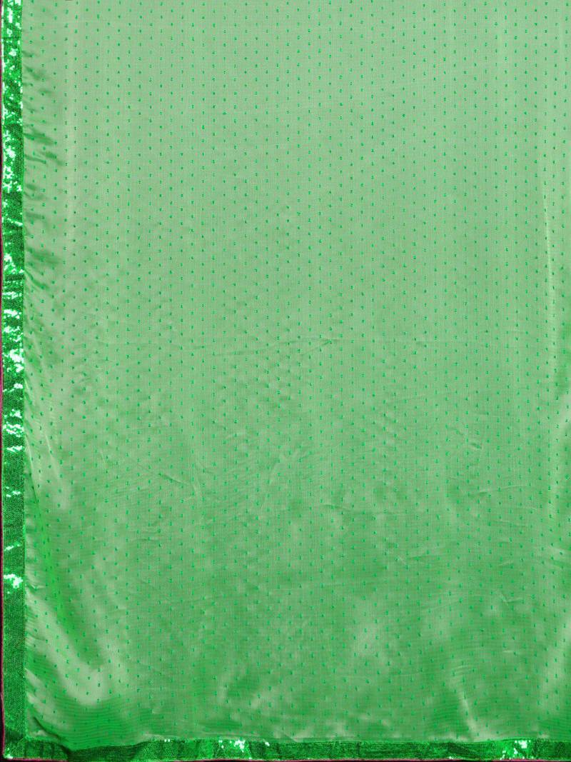 Green geometric embroidered sequinned saree