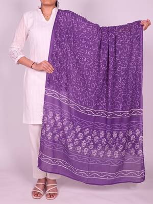 Women's violet cotton blend abstract printed dupatta | stylish ethnic wear scarf for women | traditional & festive wear 1