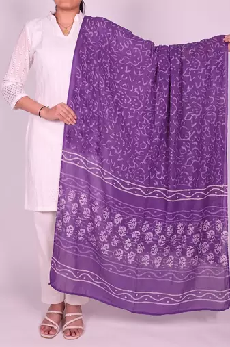 Women's violet cotton blend abstract printed dupatta | stylish ethnic wear scarf for women | traditional & festive wear