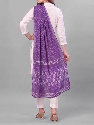 Women's violet cotton blend abstract printed dupatta | stylish ethnic wear scarf for women | traditional & festive wear 2