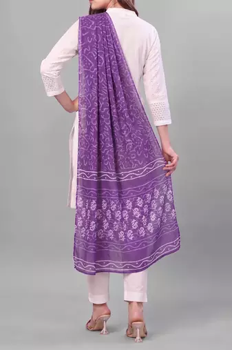 Women's violet cotton blend abstract printed dupatta | stylish ethnic wear scarf for women | traditional & festive wear