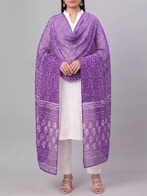Women's violet cotton blend abstract printed dupatta | stylish ethnic wear scarf for women | traditional & festive wear 3